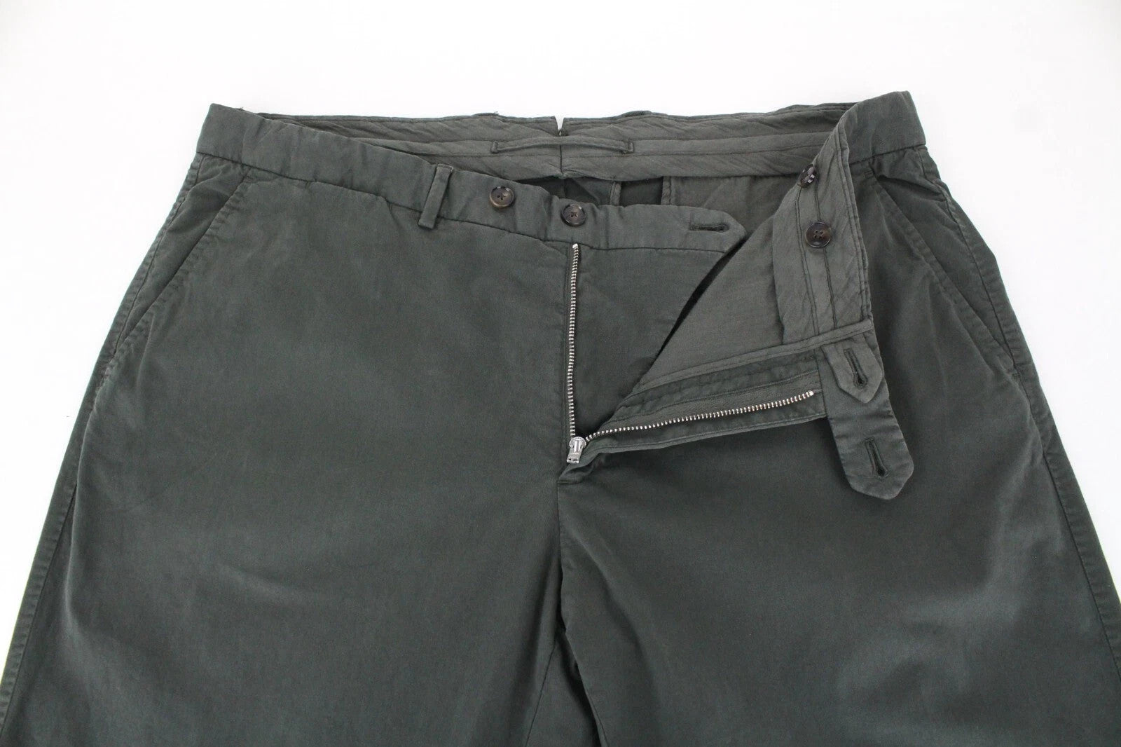 SUITSUPPLY Porto Novo Men's Pants UK38R Green Stretch Cotton Pleat Chino