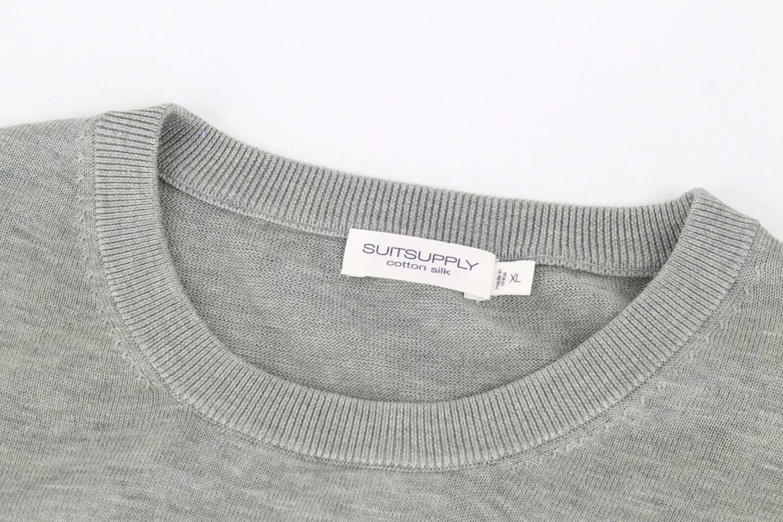 SUITSUPPLY Men's Sweater XL Green Cotton Silk Relaxed Plain Sleeve Knit