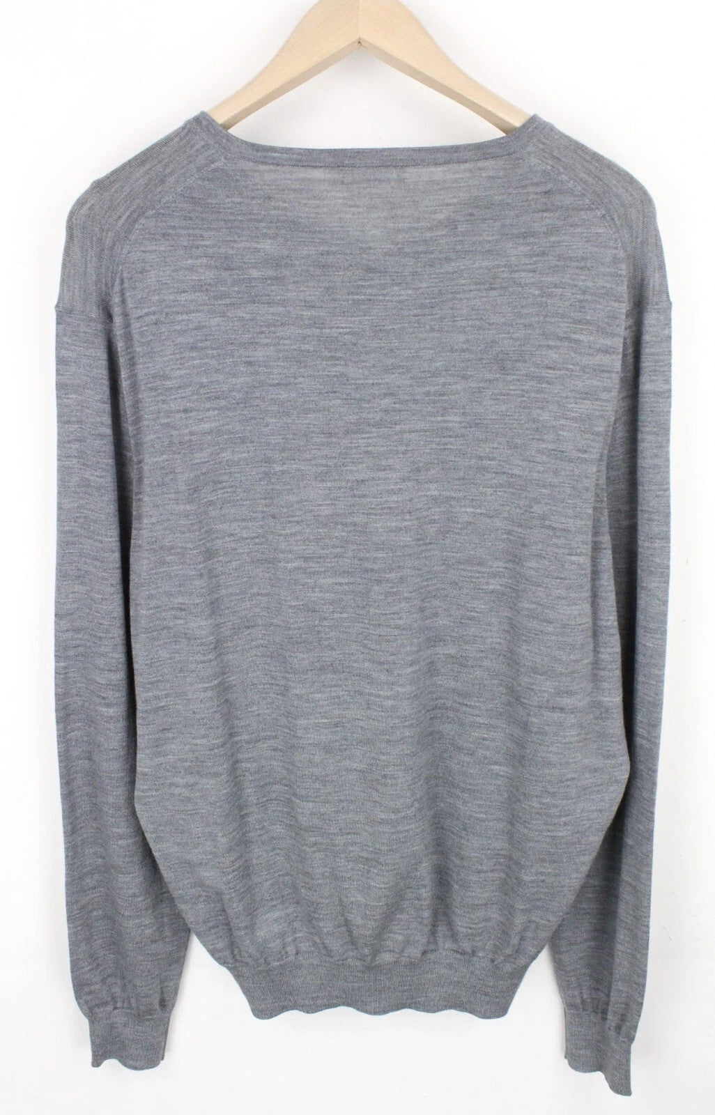 SUITSUPPLY Men's Sweater 2XL Grey Merino Wool Full Sleeve V-Neck Pullover
