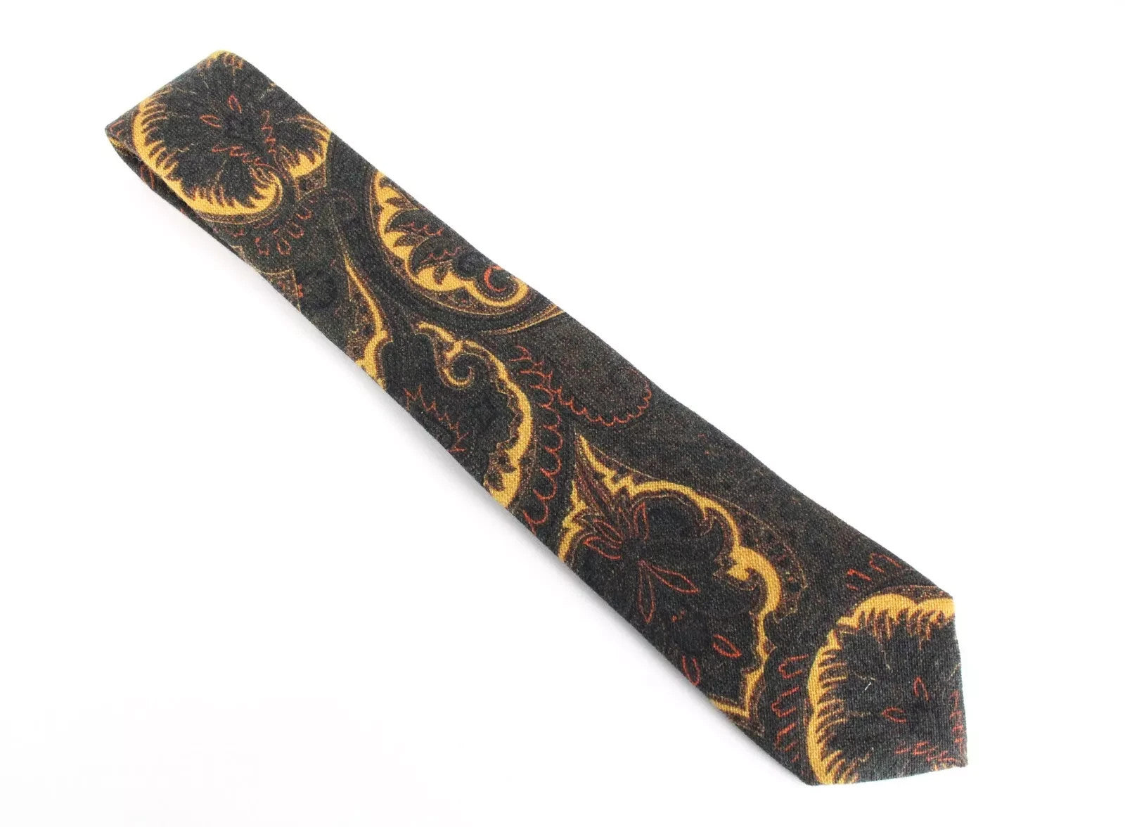 SUITSUPPLY Men's Tie ~150 x 8 cm Green Wool Print Tapered Tip Business Wear