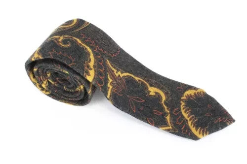 SUITSUPPLY Men's Tie ~150 x 8 cm Green Wool Print Tapered Tip Business Wear