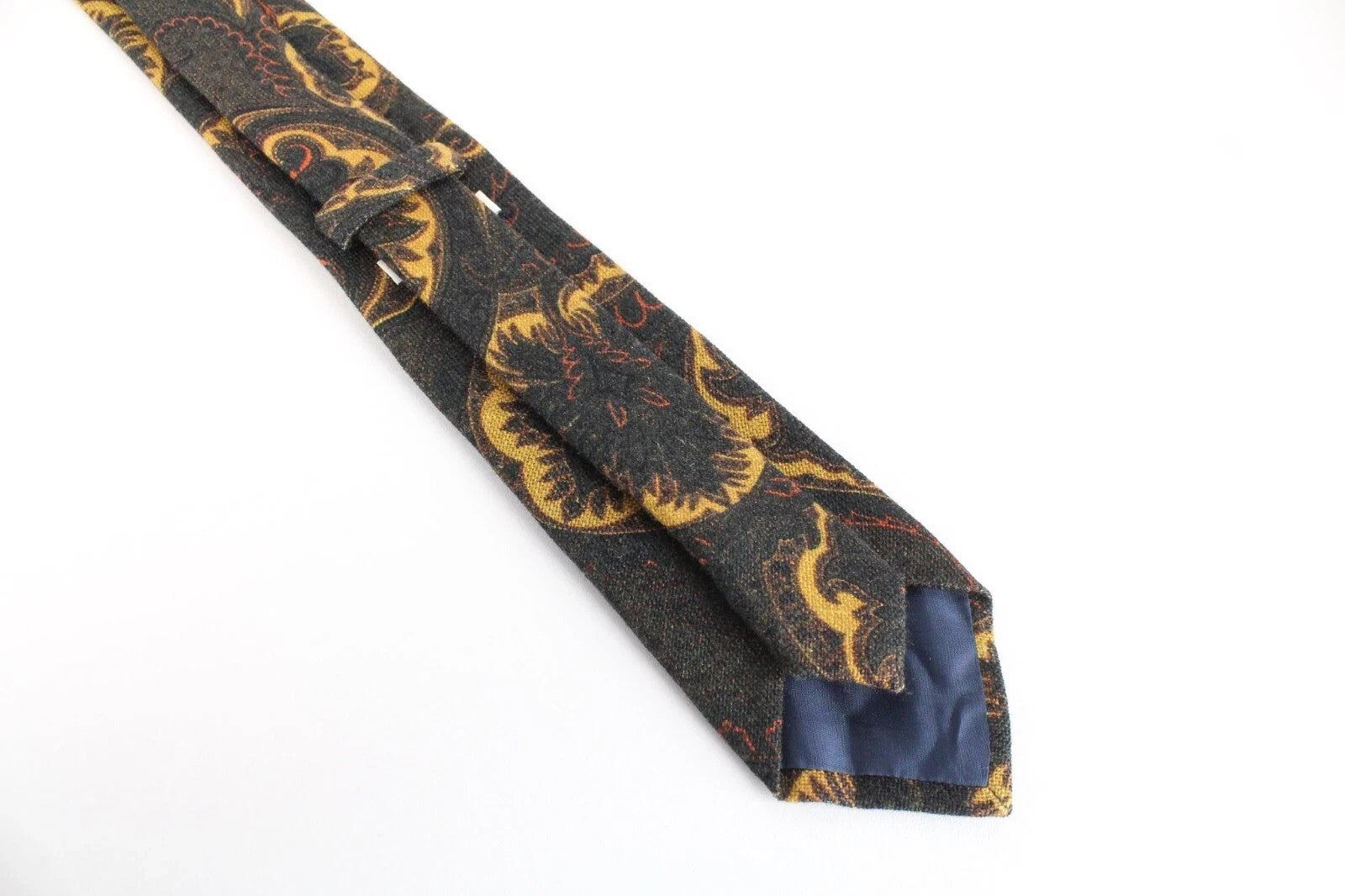 SUITSUPPLY Men's Tie ~150 x 8 cm Green Wool Print Tapered Tip Business Wear