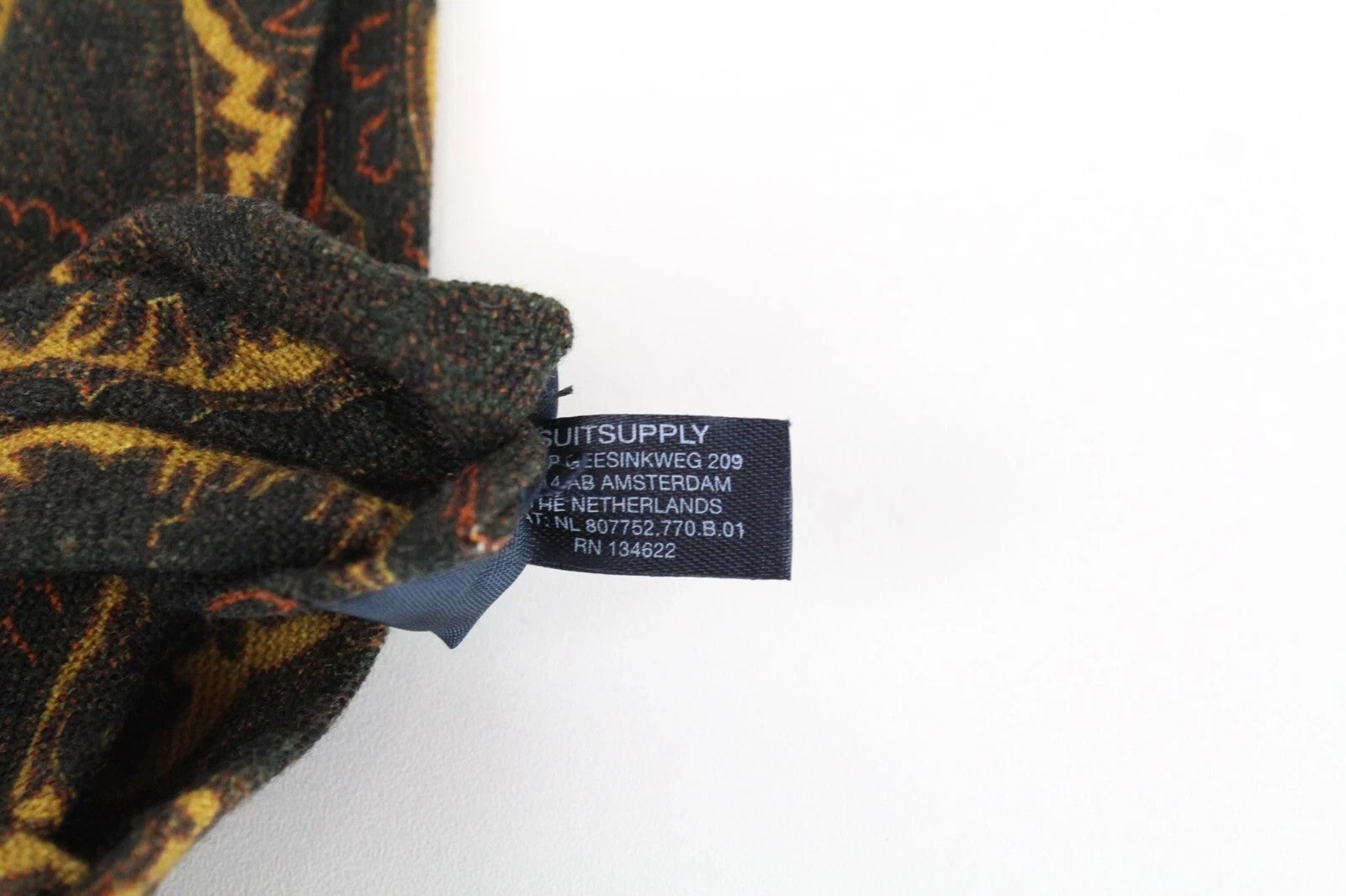 SUITSUPPLY Men's Tie ~150 x 8 cm Green Wool Print Tapered Tip Business Wear