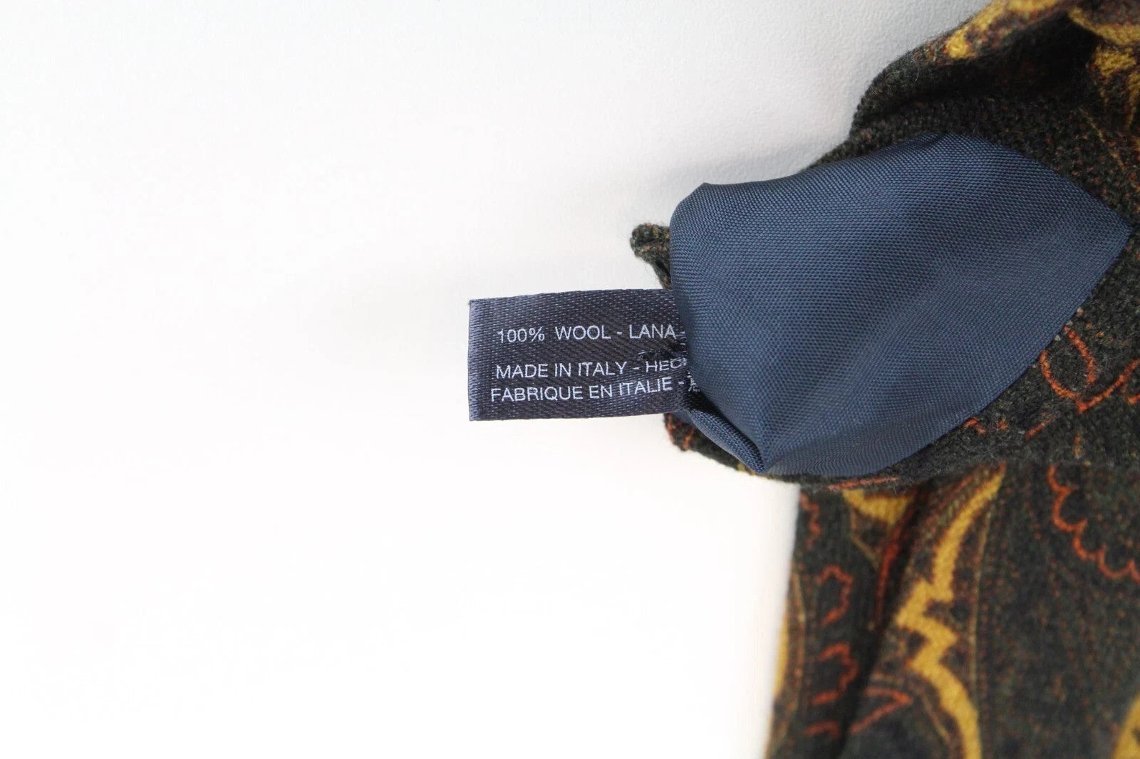 SUITSUPPLY Men's Tie ~150 x 8 cm Green Wool Print Tapered Tip Business Wear