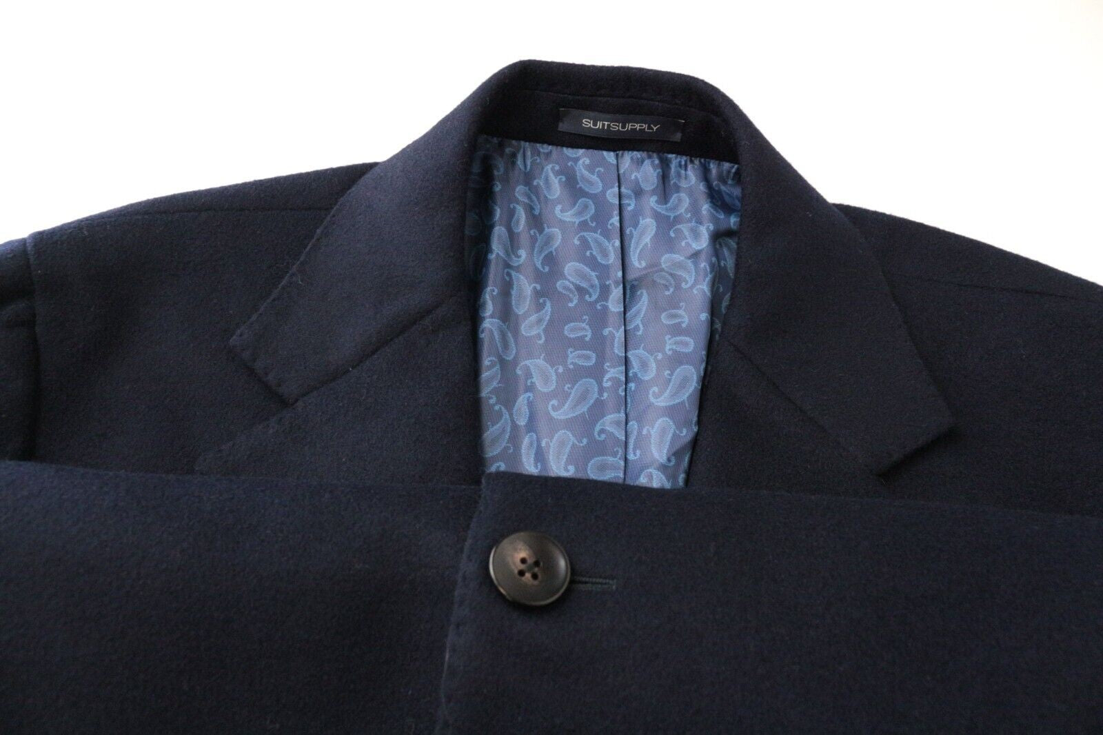 SUITSUPPLY Vicenza Men's Overcoat UK48R Navy Wool One Button Front Notch Lapel