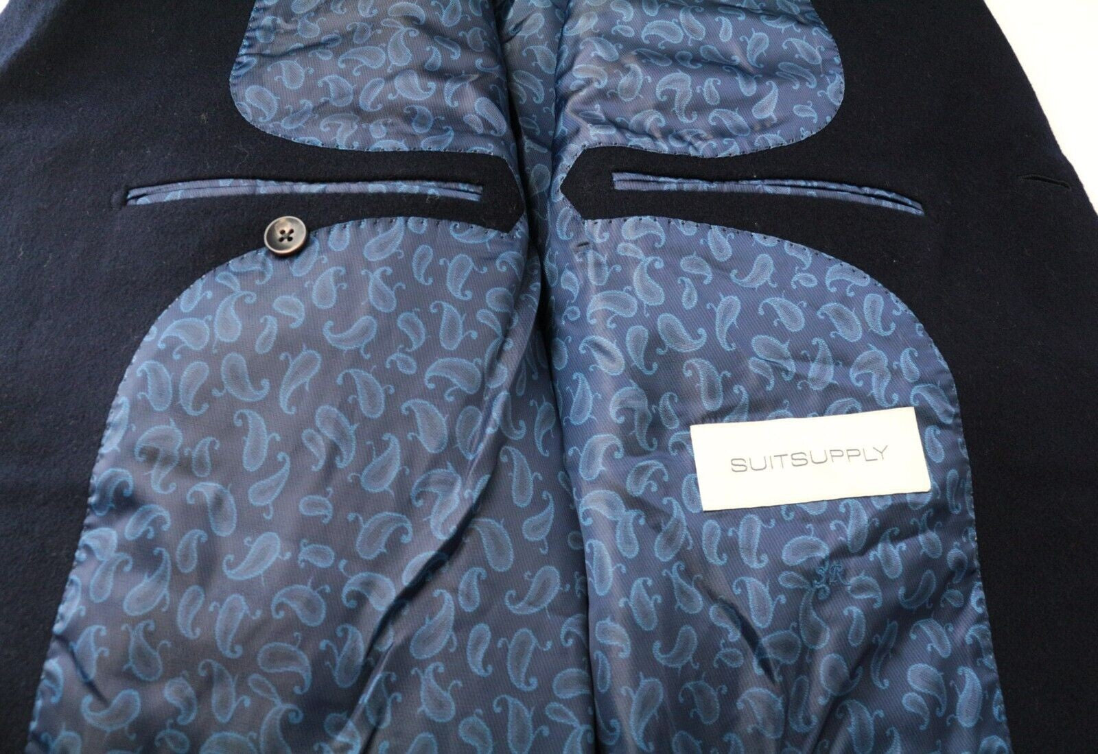 SUITSUPPLY Vicenza Men's Overcoat UK48R Navy Wool One Button Front Notch Lapel