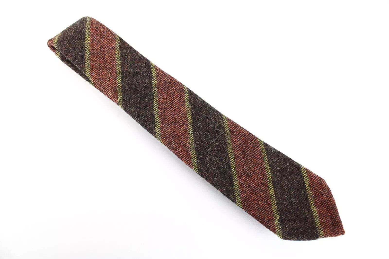 SUITSUPPLY Men's Tie ~150 x 8 cm Brown Wool Blend Striped Tapered End Formal