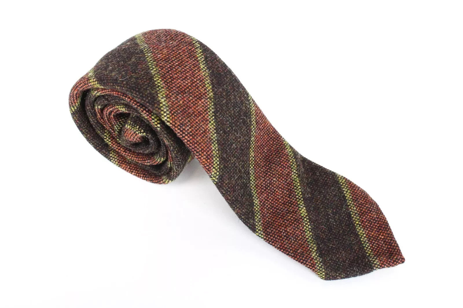 SUITSUPPLY Men's Tie ~150 x 8 cm Brown Wool Blend Striped Tapered End Formal