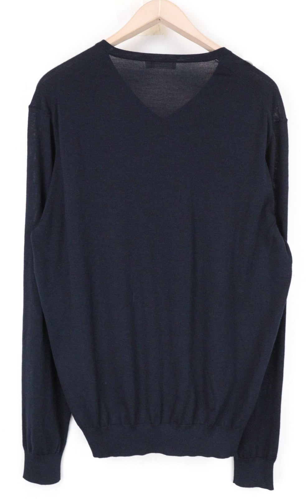 SUITSUPPLY Men's Sweater 2XL Navy Blue Merino Wool V-Neck Knit Pullover
