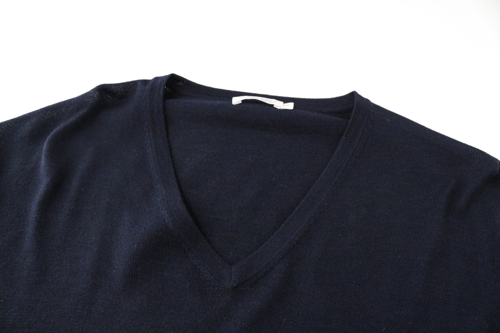 SUITSUPPLY Men's Sweater 2XL Navy Blue Merino Wool V-Neck Knit Pullover