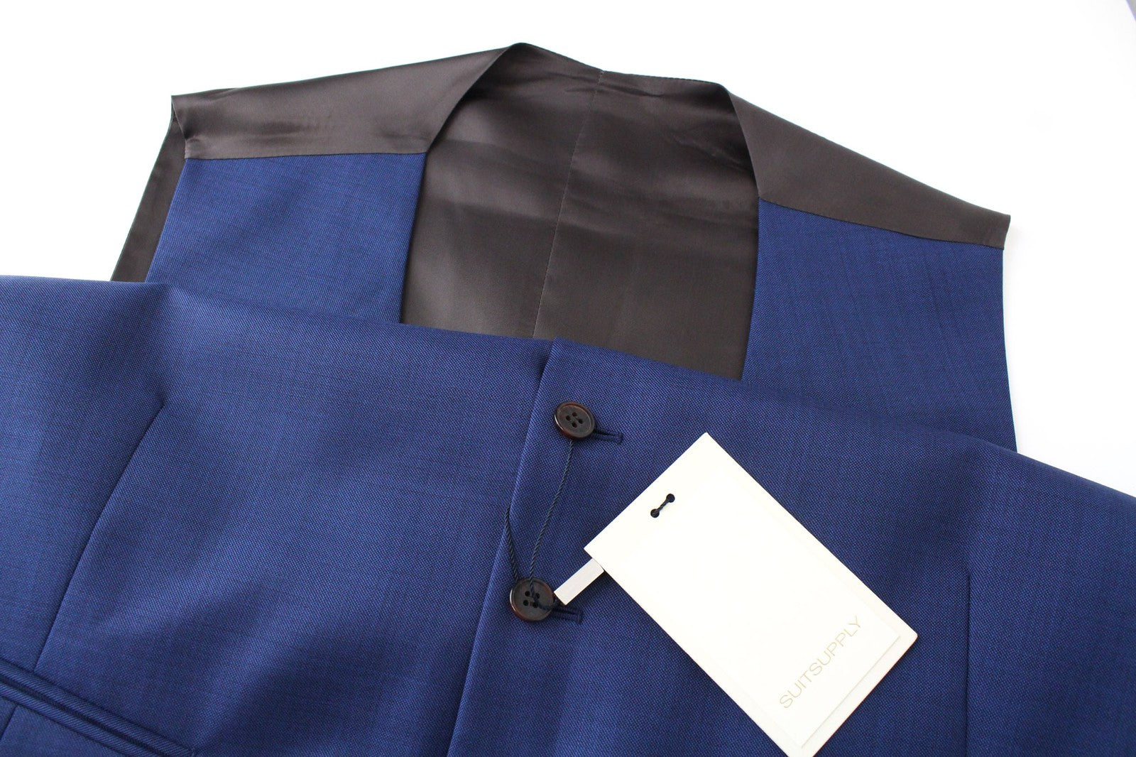 SUITSUPPLY La Spalla Men's Suit UK46S Blue Wool 3 Piece Single-Breasted Formal