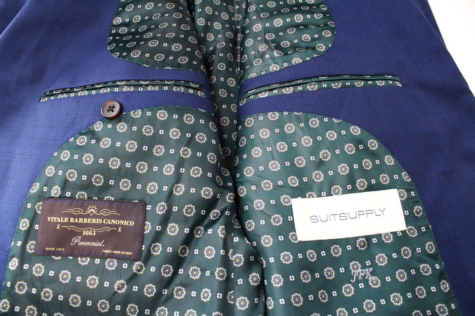 SUITSUPPLY La Spalla Men's Suit UK46S Blue Wool 3 Piece Single-Breasted Formal