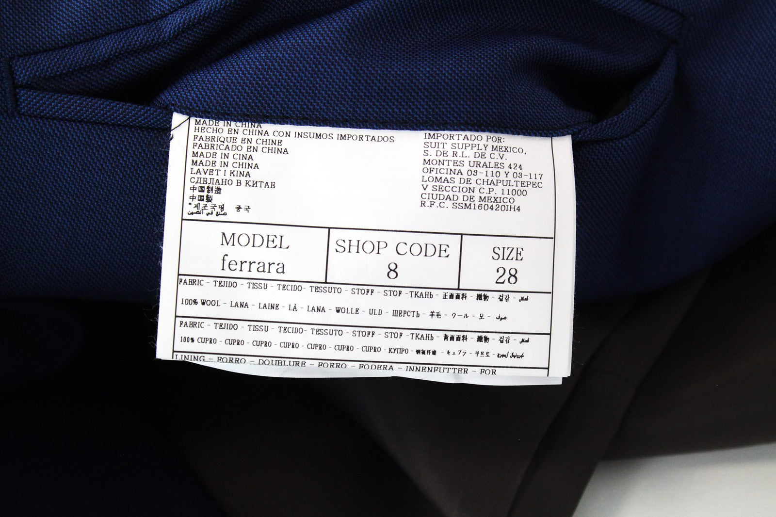 SUITSUPPLY La Spalla Men's Suit UK46S Blue Wool 3 Piece Single-Breasted Formal