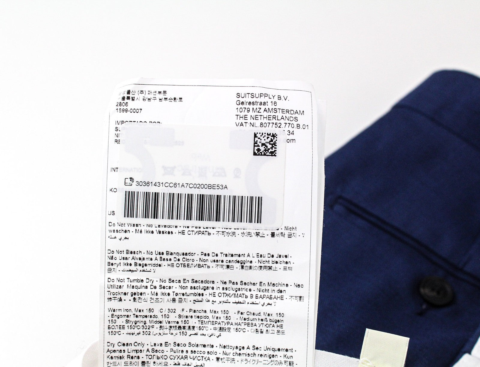 SUITSUPPLY Havana Blueline Men's Suit UK54R Blue Wool 3 Piece Lined Classic