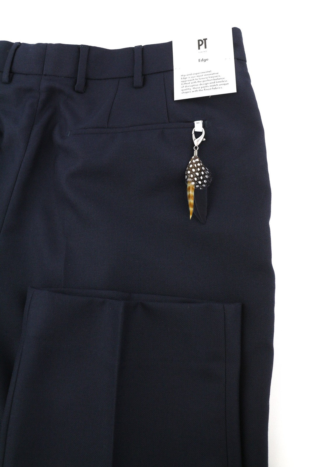 PT TORINO Edge Men Trousers 50 W32 Blue Fleece Wool Blend Pleated Tapered Fit