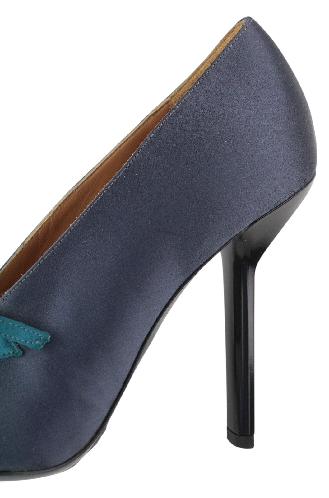 EMPORIO ARMANI X3E392 Women Heels EU37 Dark Blue Pointed Toe Buckle Closure