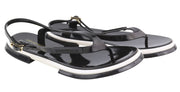 EMPORIO ARMANI Women Sandals EU37 Black Jelly Thong Slingback Straps Flats Logo