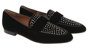 EMPORIO ARMANI X3A075 Women Shoes EU37 Black Velvet Square Toe Slip On Loafers