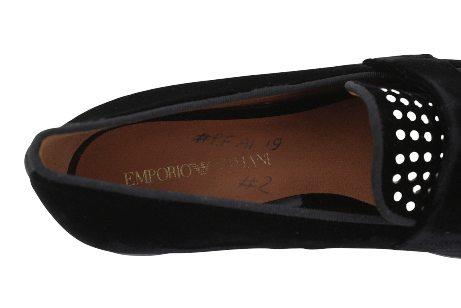 EMPORIO ARMANI X3A075 Women Shoes EU37 Black Velvet Square Toe Slip On Loafers