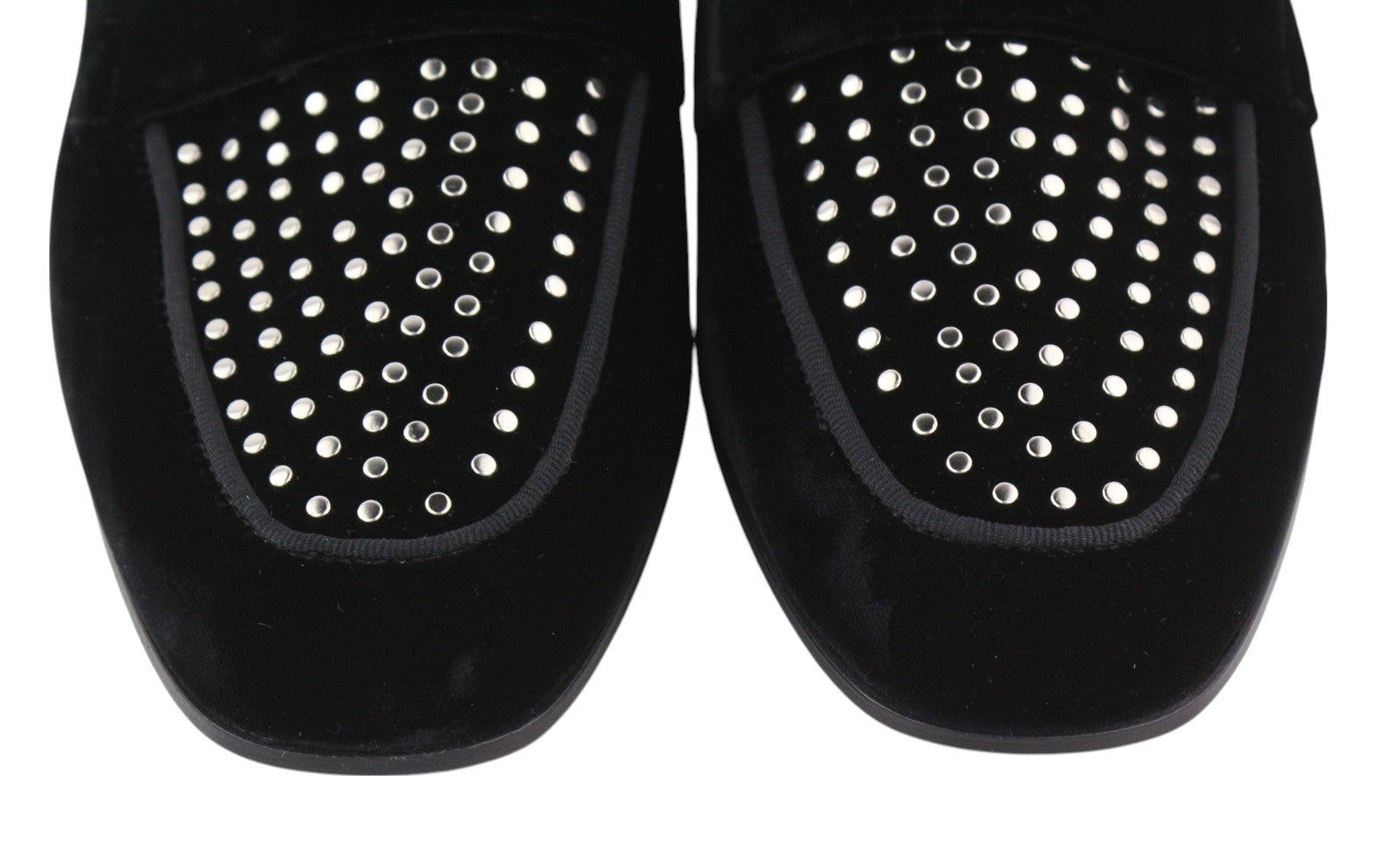 EMPORIO ARMANI X3A075 Women Shoes EU37 Black Velvet Square Toe Slip On Loafers