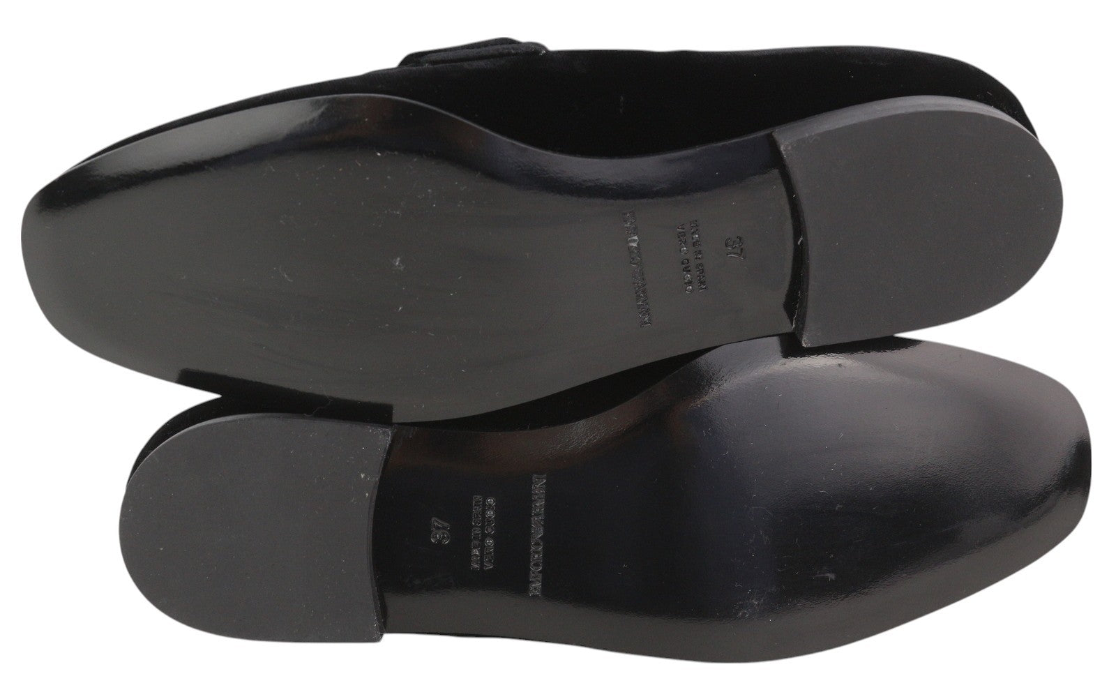 EMPORIO ARMANI X3A075 Women Shoes EU37 Black Velvet Square Toe Slip On Loafers