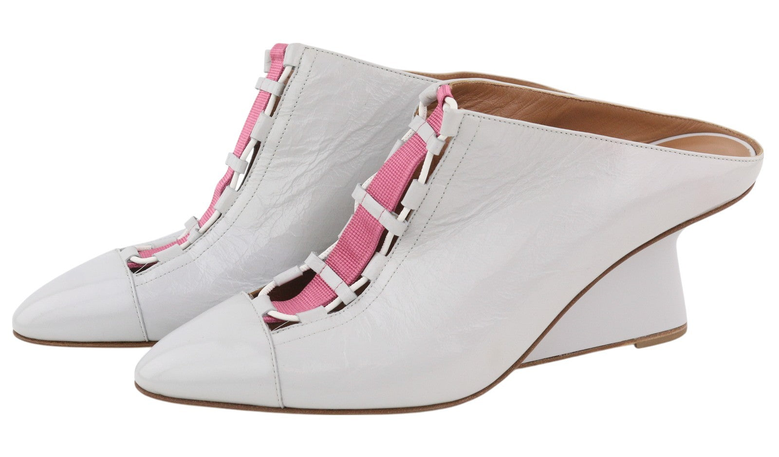 EMPORIO ARMANI X3R016 Women Heels EU37 Grey Leather Heeled Slip On Strap Details