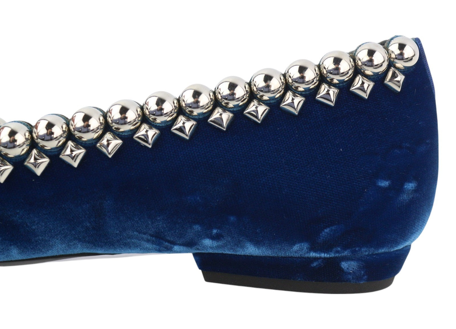 EMPORIO ARMANI X3A082 Women Shoes EU37 Blue Velvet Pointed Toe Metal Details