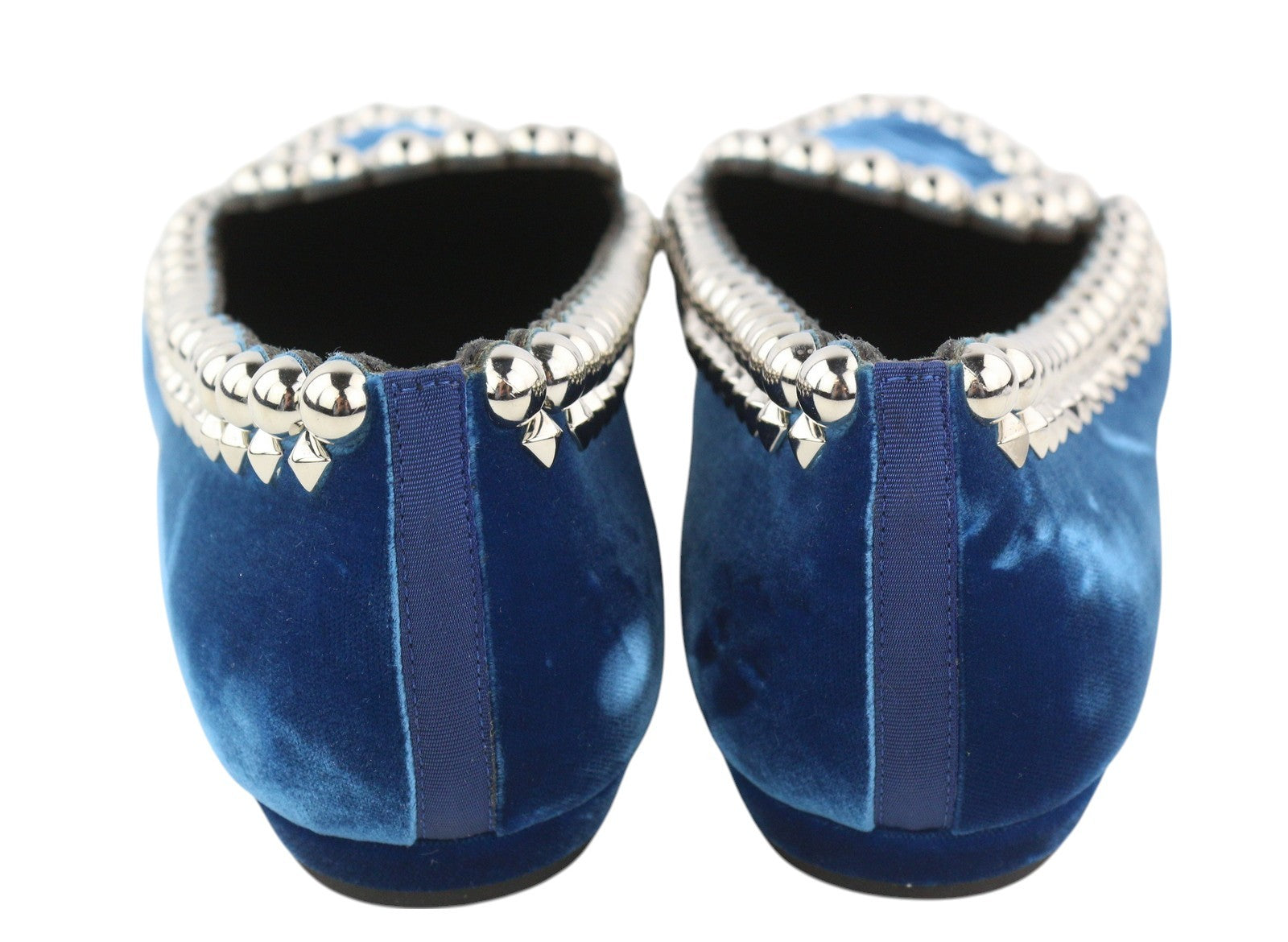 EMPORIO ARMANI X3A082 Women Shoes EU37 Blue Velvet Pointed Toe Metal Details