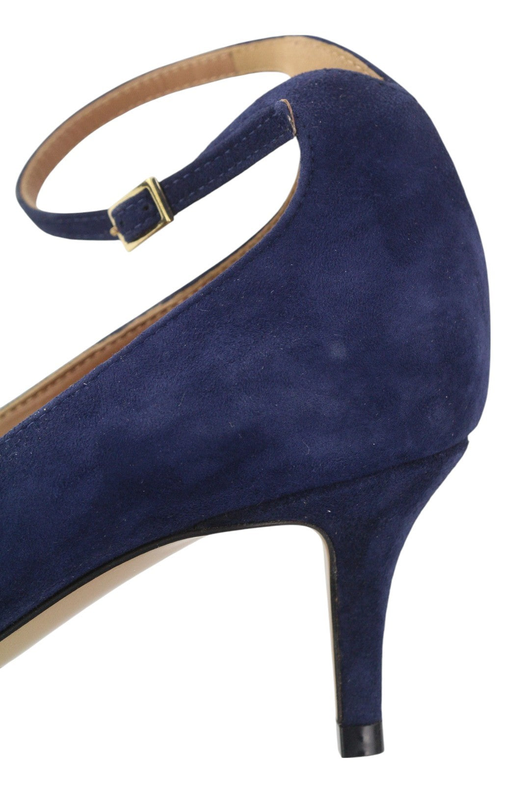 EMPORIO ARMANI Women Heels EU37 Blue Suede Leather Pointed Toe Buckle Closure