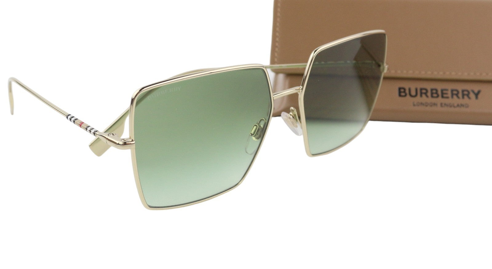BURBERRY Daphne Women Sunglasses OS Gold Frame Butterfly Green Lenses RRP€270