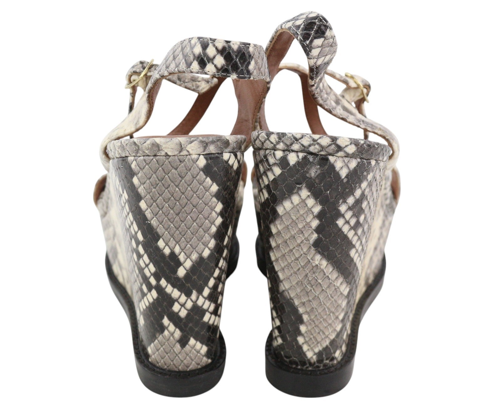 EMPORIO ARMANI Women Sandals EU37 Leather Snake Pattern Platform Heeled RRP€288