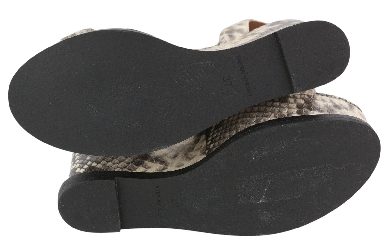 EMPORIO ARMANI Women Sandals EU37 Leather Snake Pattern Platform Heeled RRP€288