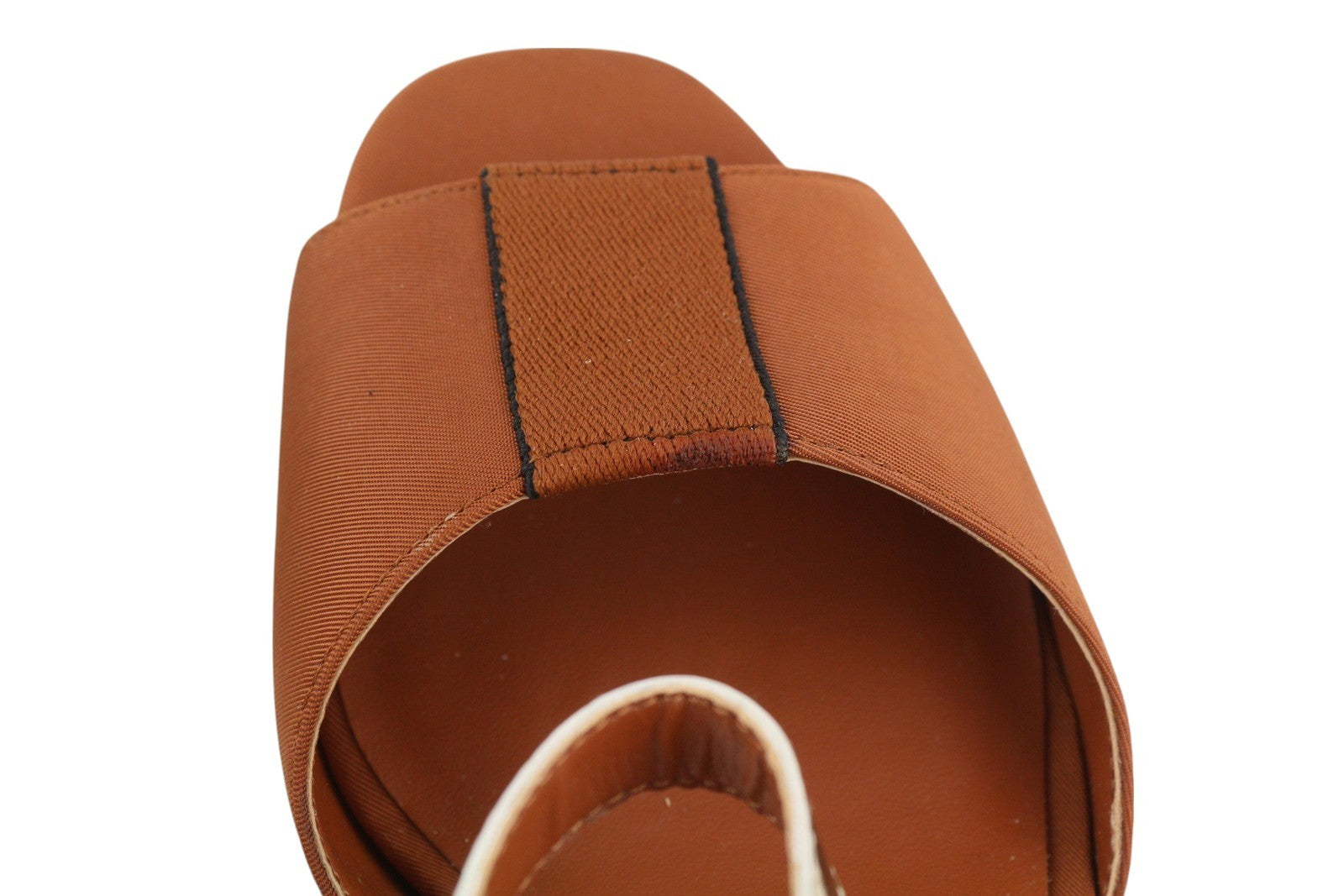 ARMANI EXCHANGE XDP005 Women Sandals EU37 Brown Shiny Leather Details Block Heel