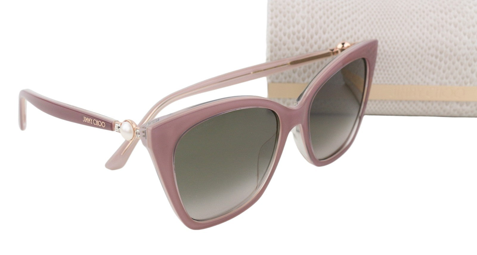 JIMMY CHOO Rua/G/S Women Sunglasses OS Pink Tinted Cat-Eye Casual Logo RRP€340