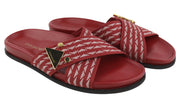 EMPORIO ARMANI X3U062 Women Flats EU37 Burgundy Patterned Slip On Sandal RRP€215