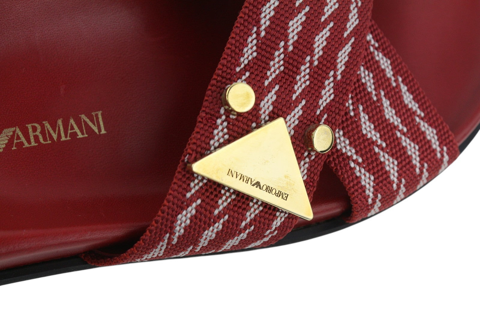 EMPORIO ARMANI X3U062 Women Flats EU37 Burgundy Patterned Slip On Sandal RRP€215