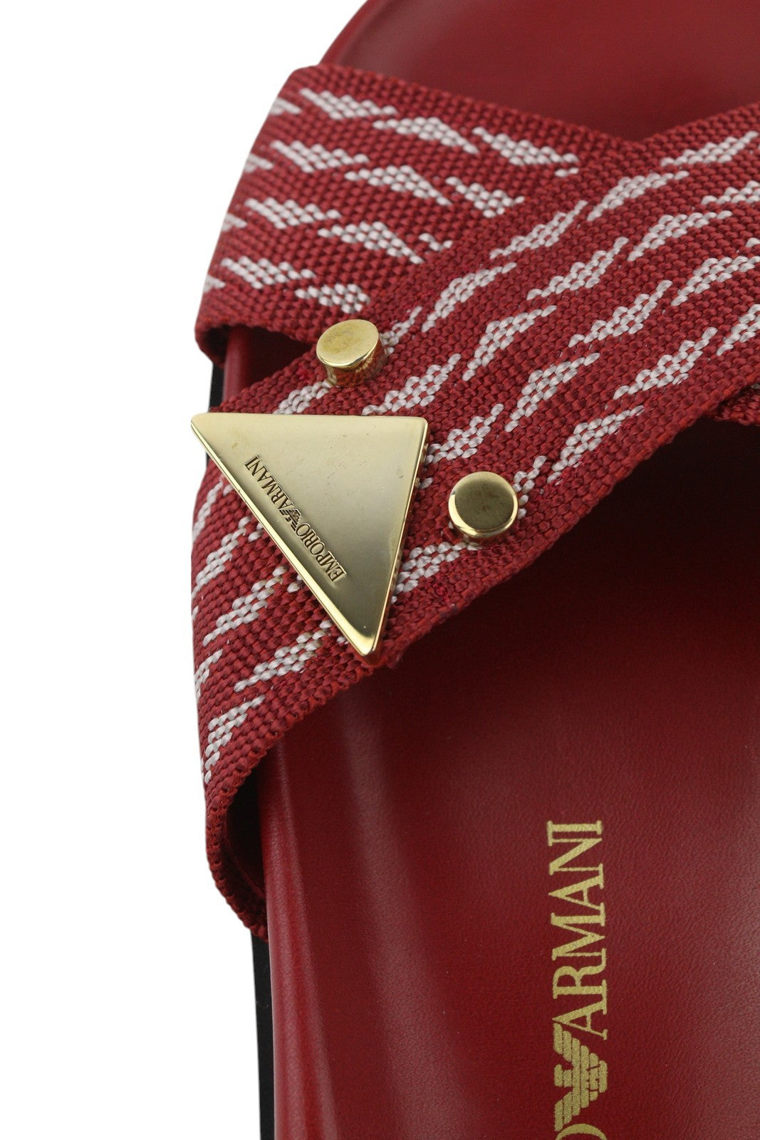 EMPORIO ARMANI X3U062 Women Flats EU37 Burgundy Patterned Slip On Sandal RRP€215