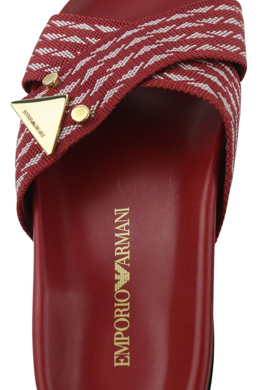 EMPORIO ARMANI X3U062 Women Flats EU37 Burgundy Patterned Slip On Sandal RRP€215