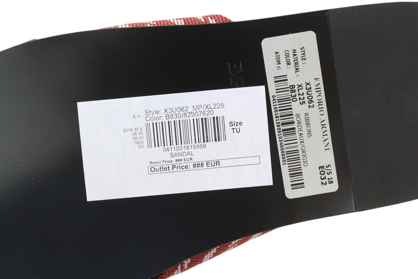 EMPORIO ARMANI X3U062 Women Flats EU37 Burgundy Patterned Slip On Sandal RRP€215