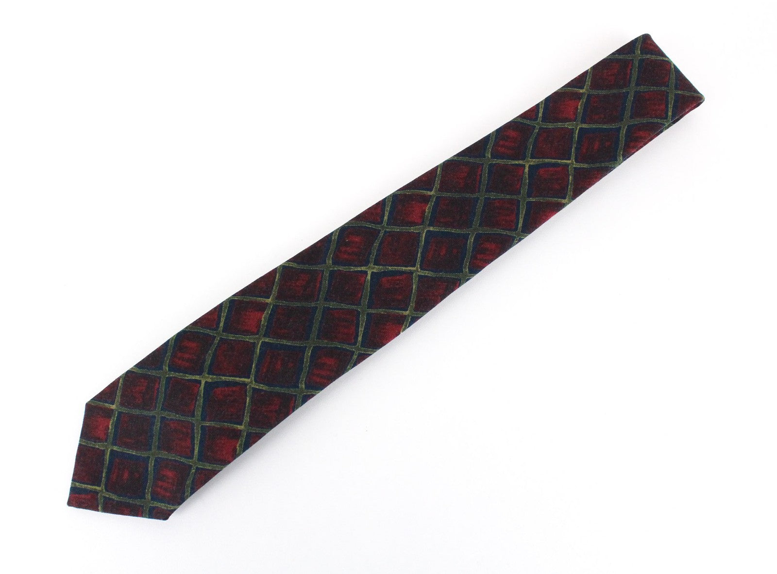 SUITSUPPLY Men's Red Blue Wool Tie ~150x8cm Patterned Pointed-End Classic
