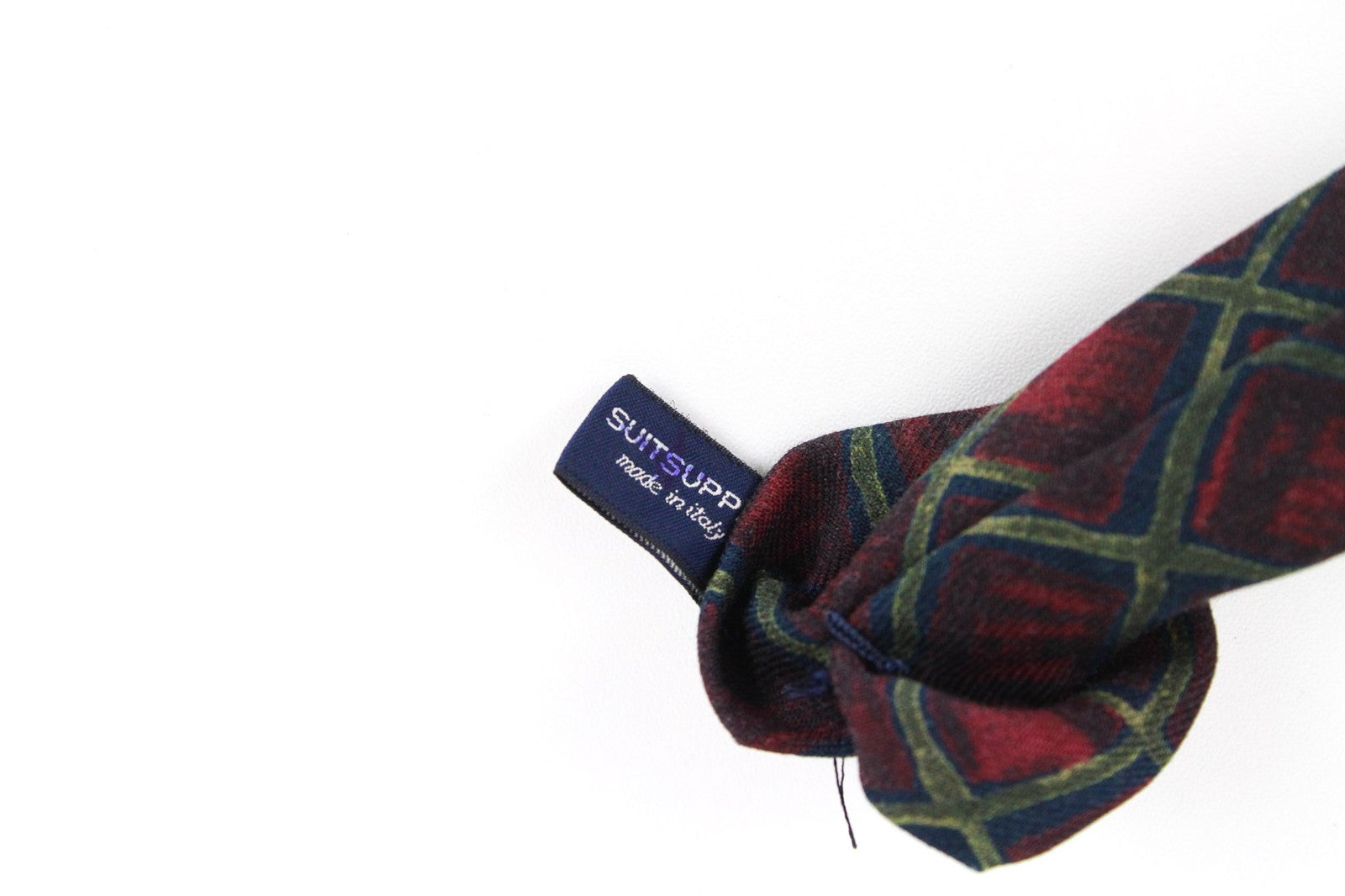 SUITSUPPLY Men's Red Blue Wool Tie ~150x8cm Patterned Pointed-End Classic