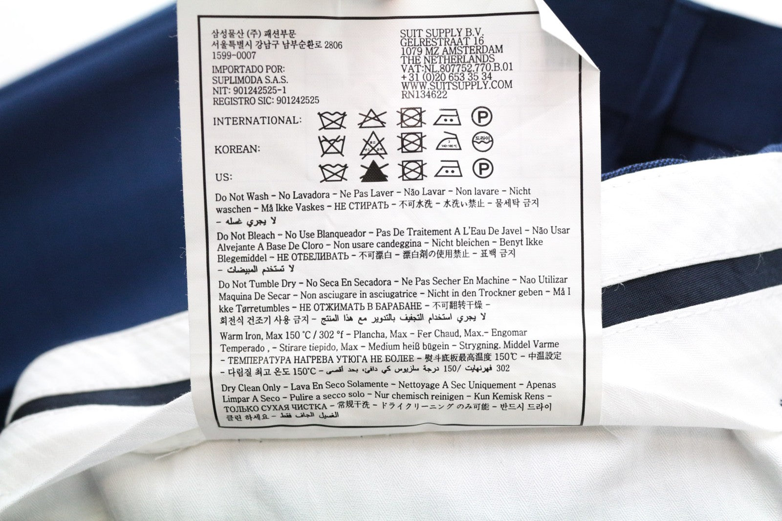 SUITSUPPLY Lazio Men's Wool Slim Suit UK40L S110 Melange Blue 2-Piece