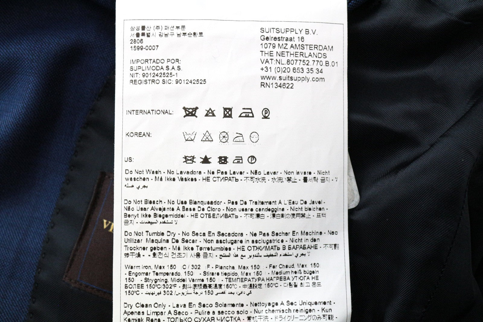 SUITSUPPLY Lazio Men's Wool Slim Suit UK40L S110 Melange Blue 2-Piece