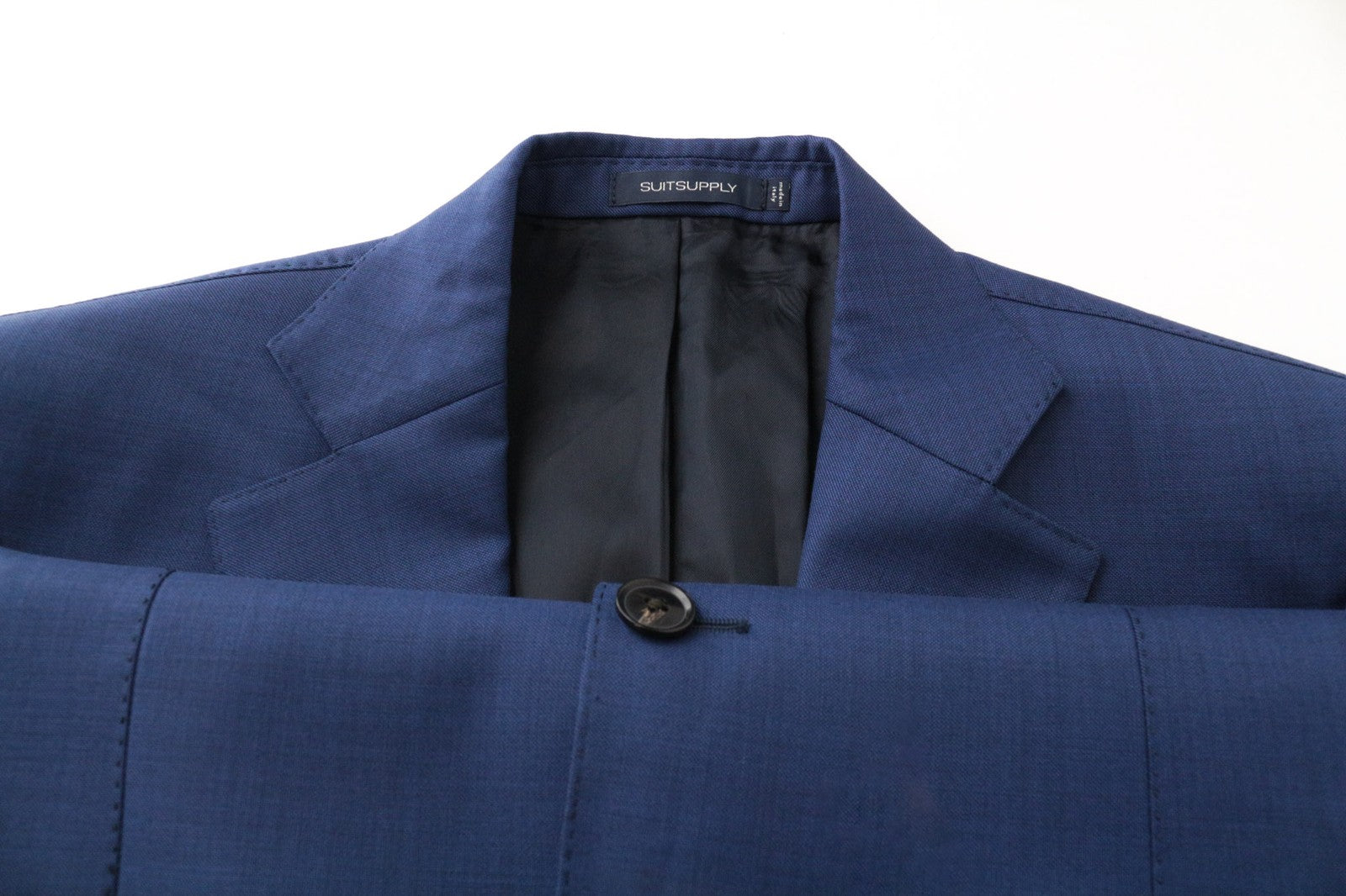 SUITSUPPLY Lazio Men's Wool Slim Suit UK40L S110 Melange Blue 2-Piece