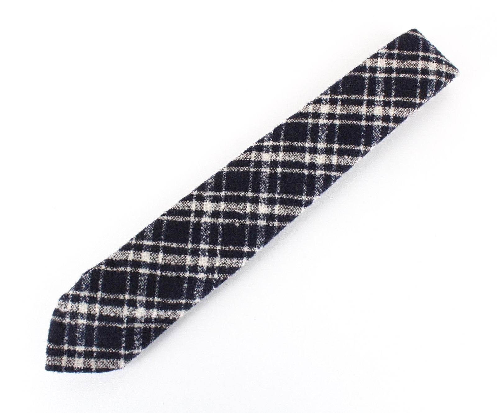 SUITSUPPLY Men's Navy Wool Blend Tie ~150x8cm Formal Checked Pointed-End