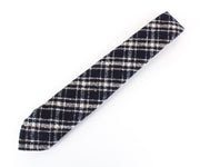 SUITSUPPLY Men's Navy Wool Blend Tie ~150x8cm Formal Checked Pointed-End