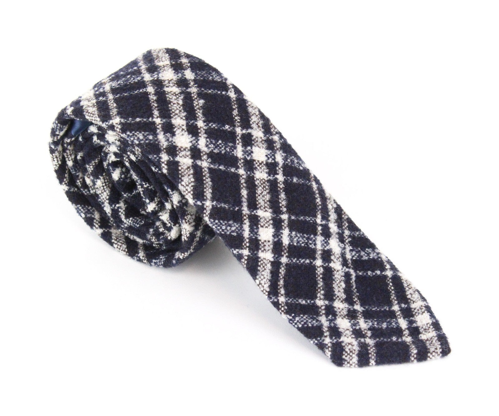 SUITSUPPLY Men's Navy Wool Blend Tie ~150x8cm Formal Checked Pointed-End