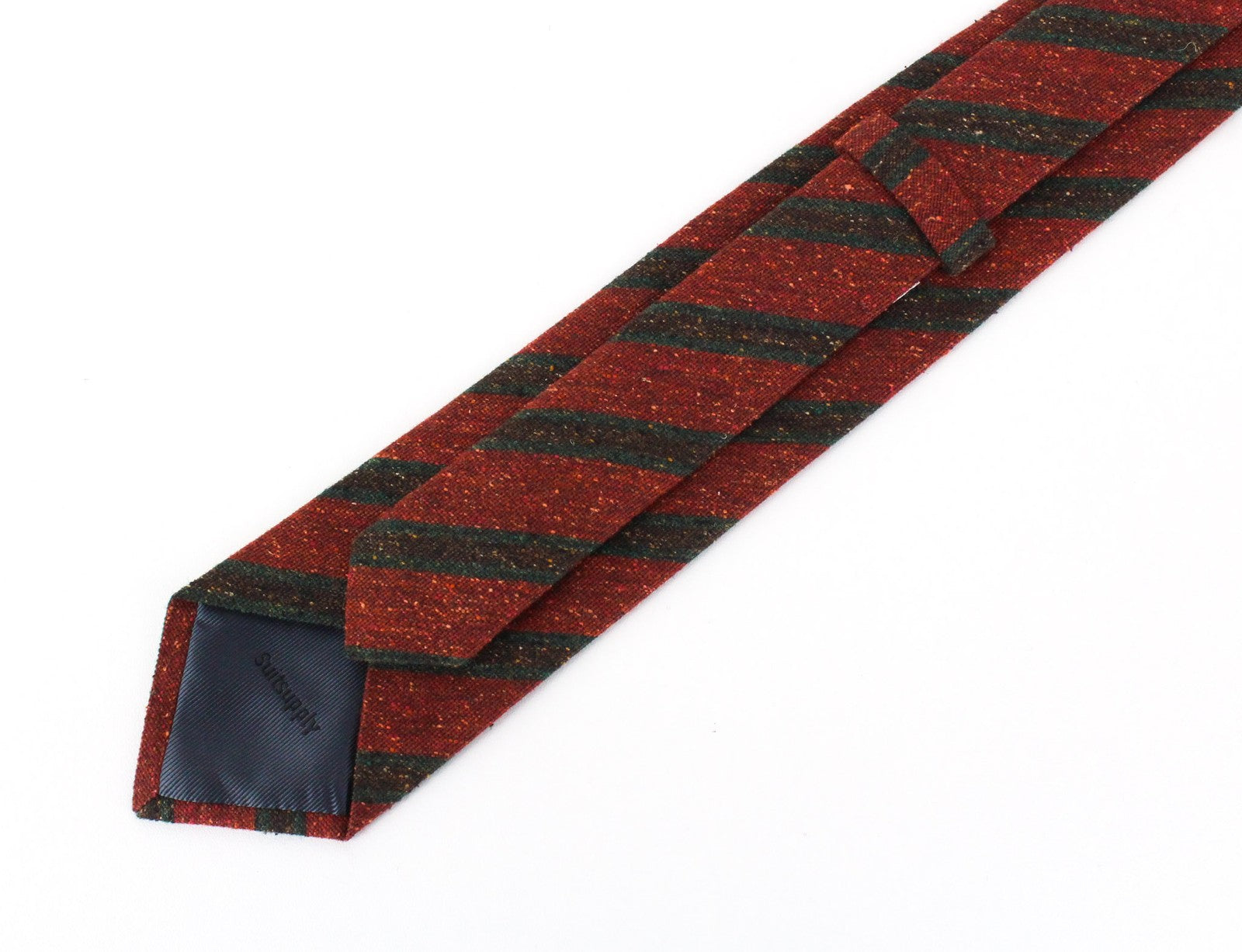 SUITSUPPLY Men's Red Wool Silk Tie ~150x8cm Classic Stripe Pointed End