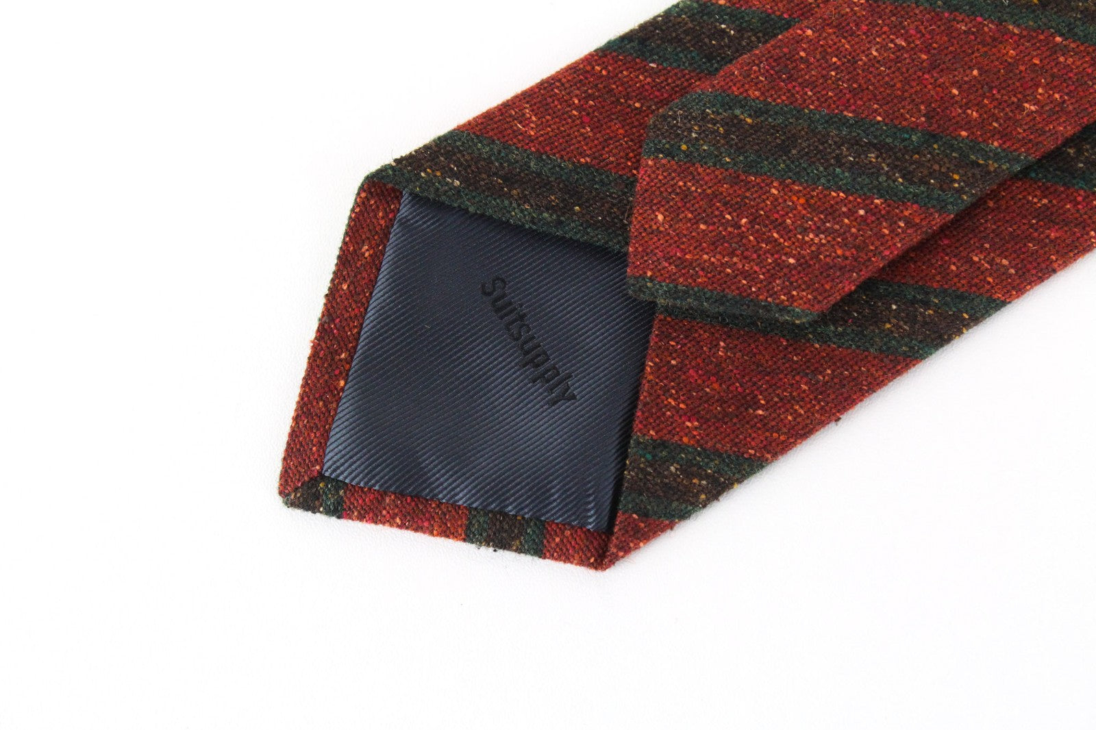 SUITSUPPLY Men's Red Wool Silk Tie ~150x8cm Classic Stripe Pointed End