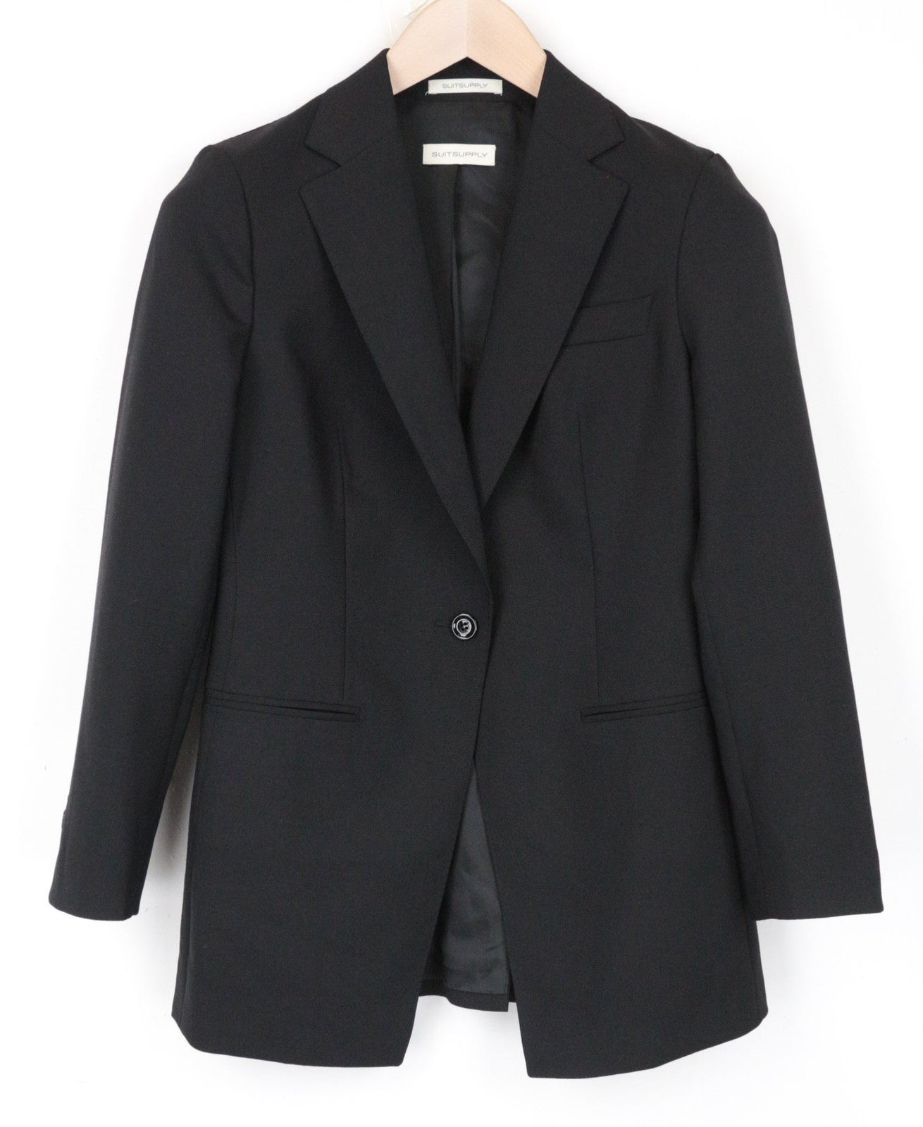 SUITSUPPLY Cameron Women's Blazer UK8R Wool Mohair Slim Black Notched Cut